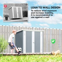 Outsunny Metalen tuinhuis 1,1 m², tuinberging met lessenaarsdak en afsluitbare dubbele deur, 147 x 86 x 134 cm(m-6)