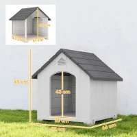 PawHut Caseta para perro de exterior, caseta de polipropileno impermeable y ventilada, suelo elevado 66x55x65cm gris claro(m-3)