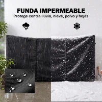 Outsunny Leñero Exterior Metálico de Chimenea Soporte para Leña con Cubierta Impermeable y Cadenas de Acero 235x31x116 cm Negro(m-4)