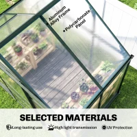Outsunny 6 x 4ft Polycarbonate Greenhouse, Large Walk in Green House with Slide Door and Window, Garden Plants Grow House with Aluminium Frame and Foundation, Dark Green(m-6)