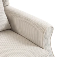 HOMCOM Sillón de Salón, Sillón Auxiliar Moderno en Terciopelo Acanalado con Respaldo Alto con Orejas, Cojín Lumbar, Beige(m-6)