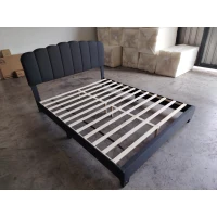 HOMCOM Cama Tapizada Doble 160x200 cm con Cabecero Acolchado Ajustable Láminas de Madera Fácil Montaje Gris Oscuro(m-10)