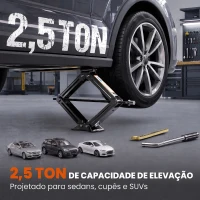 HOMCOM Macaco Hidráulico para Carro 2,5T com Elevação 100-410 mm, Chave de Roquete e Bolsa, para Automóvel e SUV, Preto(m-4)