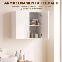 HOMCOM Armário de Parede com 2 Portas e Prateleira Ajustável para Cozinha ou Casa de Banho Branco(m-4)