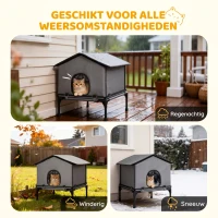 PawHut Opvouwbaar kattenhuis met kussen, verhoogd en waterafstotend, 62 x 58,5 x 60 cm, grijs(m-5)