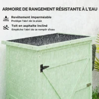Outsunny Armoire de Jardin Bois de Sapin Pré-huilé Toit bitumé Incliné, Porte Verrouillable Loquet, 2 Étagères, 75x56x115cm, Vert(m-5)