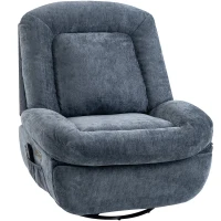 HOMCOM Sillón Relax Reclinable Eléctrico con Calor Lumbar Masaje Giro y Balanceo Reposapiés Asiento Extraancho Puerto USB Azul(m-1)