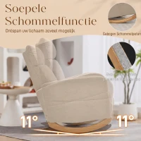 HOMCOM Schommelstoel, gestoffeerde schommelfauteuil met cordstof, zijvakken voor woonkamer, slaapkamer, Beige(m-4)