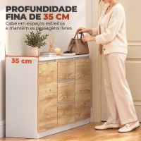 HOMCOM Aparador com 2 Portas e 3 Gavetas, Móvel de TV até 55 Polegadas, 120x35x74,5 cm, Branco e Carvalho(m-5)