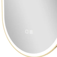 HOMCOM Bathroom Mirror with LED Lights, 100x70cm Oval Bathroom Mirror, Dimmable, Bluetooth, Anti-Fog, Gold Tone(m-10)