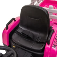 HOMCOM 12V Kids Ride on Tractor with Detachable Trailer, Remote, Soft Start, Seat Belt, Music, USB, Horn, Lights for 3-6, Pink(m-11)