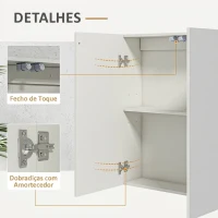 kleankin Armário de Casa de Banho com Espelho de Parede com 2 Portas e Prateleira Ajustável Fecho Suave 60x15x70 cm Branco(m-7)