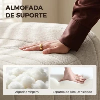 HOMCOM Poltrona Individual em Chenille com Design Comprimido Cadeirão para Sala com Encosto Firme e Espuma Bege(m-6)