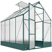 Outsunny Gewächshaus, begehbar, automatische Belüftung, Wärmeregulierung, transparent+grün, 250 x 190 x 219 cm(m-1)