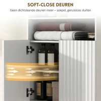 HOMCOM Badkamerkast, commode voor woonruimtes, soft-close deuren, 2 open planken, MDF, Wit(m-6)
