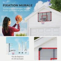 SPORTNOW Panier de Basketball Mural avec Panier Spécial, Filet Toutes Saisons, pour Extérieur, 113x61x73cm, Rouge(m-4)