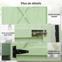 Outsunny Armoire de Jardin Bois de Sapin Pré-huilé Toit bitumé Incliné, Porte Verrouillable Loquet, 2 Étagères, 75x56x115cm, Vert(m-6)