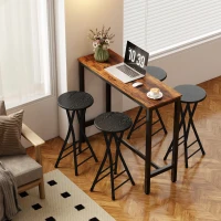 HOMCOM Lot de 4 Tabourets de Bar Pliables, Chaises de Bar Ronds avec Double Repose-Pieds, Cadre en Acier, Noir(m-8)
