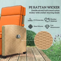 Outsunny 145° Reclining Rattan Armchair, with Footrest - Khaki/Orange(m-5)