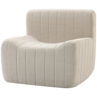 HOMCOM Poltrona Individual em Chenille com Design Comprimido Cadeirão para Sala com Encosto Firme e Espuma Bege(m-11)