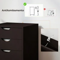 HOMCOM Gaveteiro de Escritório com Rodas e 5 Gavetas Arquivo Móvel para Sala de Estudo 40x40x67 cm Castanho(m-7)