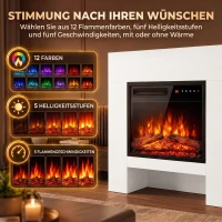 HOMCOM Elektrokamin mit Kaminsims Heizung TV-Stand Kamin inkl Fernbedienung 50 Zoll 75cm Weiß(m-5)