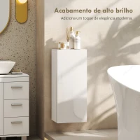 Armário de Casa de Banho HOMCOM de Parede com Alto Brilho e Prateleiras Ajustáveis em Vidro Temperado, Branco(m-5)