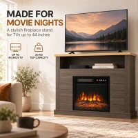 HOMCOM Electric Fireplace Suite, 1800W Electric Fire and Surround with LED Flame, Remote, Thermostat Overheat Protection(m-7)