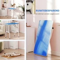 PawHut Hondentrimtafel verzorgingstafel opvouwbaar in hoogte verstelbaar met verstelbare arm, lus en rubberen mat Blauw(m-5)