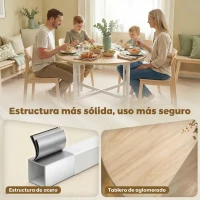 HOMCOM Mesa Plegable de Comedor Redonda Mesa de Cocina para 2-4 Personas Estructura de Acero 80x80x76 cm Natural(m-5)