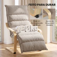 HOMCOM Poltrona em Veludo Estilo Poang com Apoio para os Pés Ajustável para Sala ou Escritório Castanho Claro(m-7)