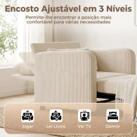 HOMCOM Poltrona-Cama Individual 3 em 1 Sofá-Cama com Encosto Ajustável 1 Lugar Bege(m-5)