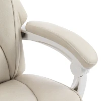 HOMCOM Office Chair with Massage, Heat, Adjustable Headrest, Leathaire‌ Reclining Desk Chair with Footrest, Cream White(m-10)