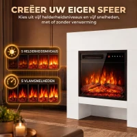 HOMCOM Elektrische haard met schouw en TV-meubel, inclusief afstandsbediening, voor 50 inch, 75 cm, wit(m-5)