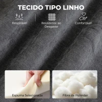 HOMCOM Cadeirão Giratório 360° em Tecido Efeito Linho com Apoio para os Pés Ajustável em Altura e Encosto em Leque para Sala de Estar Cinza Escuro(m-6)