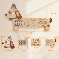 AIYAPLAY Montessori Inspired Busy Board, Wooden Dachshund Sensory Wall Panel for kids Touch, Feel & Learn, Classroom, Playroom(m-3)
