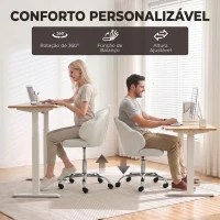 HOMCOM Cadeira de Escritório Design Pétala em Veludo com Rodas Giratórias e Altura Regulável Creme(m-4)