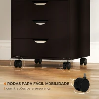 HOMCOM Gaveteiro de Escritório com Rodas e 5 Gavetas Arquivo Móvel para Sala de Estudo 40x40x67 cm Castanho(m-5)