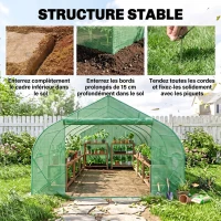 Outsunny Serre de jardin tunnel tente bâche 6x3x2m grande taille(m-7)