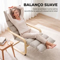 HOMCOM Poltrona em Veludo Estilo Poang com Apoio para os Pés Ajustável para Sala ou Escritório Castanho Claro(m-6)
