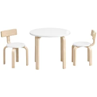 AIYAPLAY Kindertafel met 2 stoelen, 3-delige stapelbare kinderzitgroep met afgeronde hoeken, wit, voor 3-8 jaar(m-1)