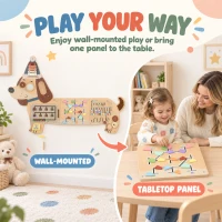 AIYAPLAY Montessori Inspired Busy Board, Wooden Dachshund Sensory Wall Panel for kids Touch, Feel & Learn, Classroom, Playroom(m-7)