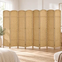 HOMCOM Paravent interieur en bois 8 panneaux 320 x 170 cm séparateur de pièce pliable pour salon, chambre à coucher, naturel(m-9)