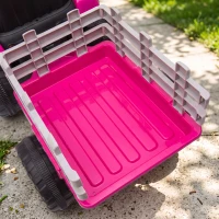 HOMCOM 12V Kids Ride on Tractor with Detachable Trailer, Remote, Soft Start, Seat Belt, Music, USB, Horn, Lights for 3-6, Pink(m-8)