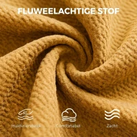 HOMCOM Fluwelen fauteuil, extra brede accentstoel met houten poten, leesfauteuil voor woon- en slaapkamer, geel(m-5)