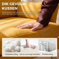 HOMCOM Fluwelen fauteuil, extra brede accentstoel met houten poten, leesfauteuil voor woon- en slaapkamer, geel(m-6)