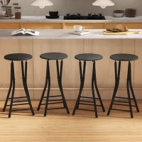 HOMCOM Lot de 4 Tabourets de Bar Pliables, Chaises de Bar Ronds avec Double Repose-Pieds, Cadre en Acier, Noir(m-2)