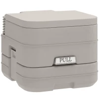 HOMCOM Outdoor-WC, tragbare Toilette, Abfalltank, Spültank, Kunststoff, Deckel, Grau(m-11)