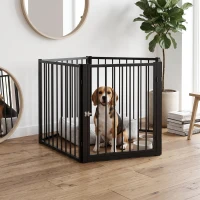 PawHut Parque para Cães com 5 Painéis 60x76 cm, Cercado para Cães Pequenos e Médios, Interior e Exterior, Preto(m-8)