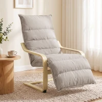 HOMCOM Poltrona em Veludo Estilo Poang com Apoio para os Pés Ajustável para Sala ou Escritório Castanho Claro(m-2)